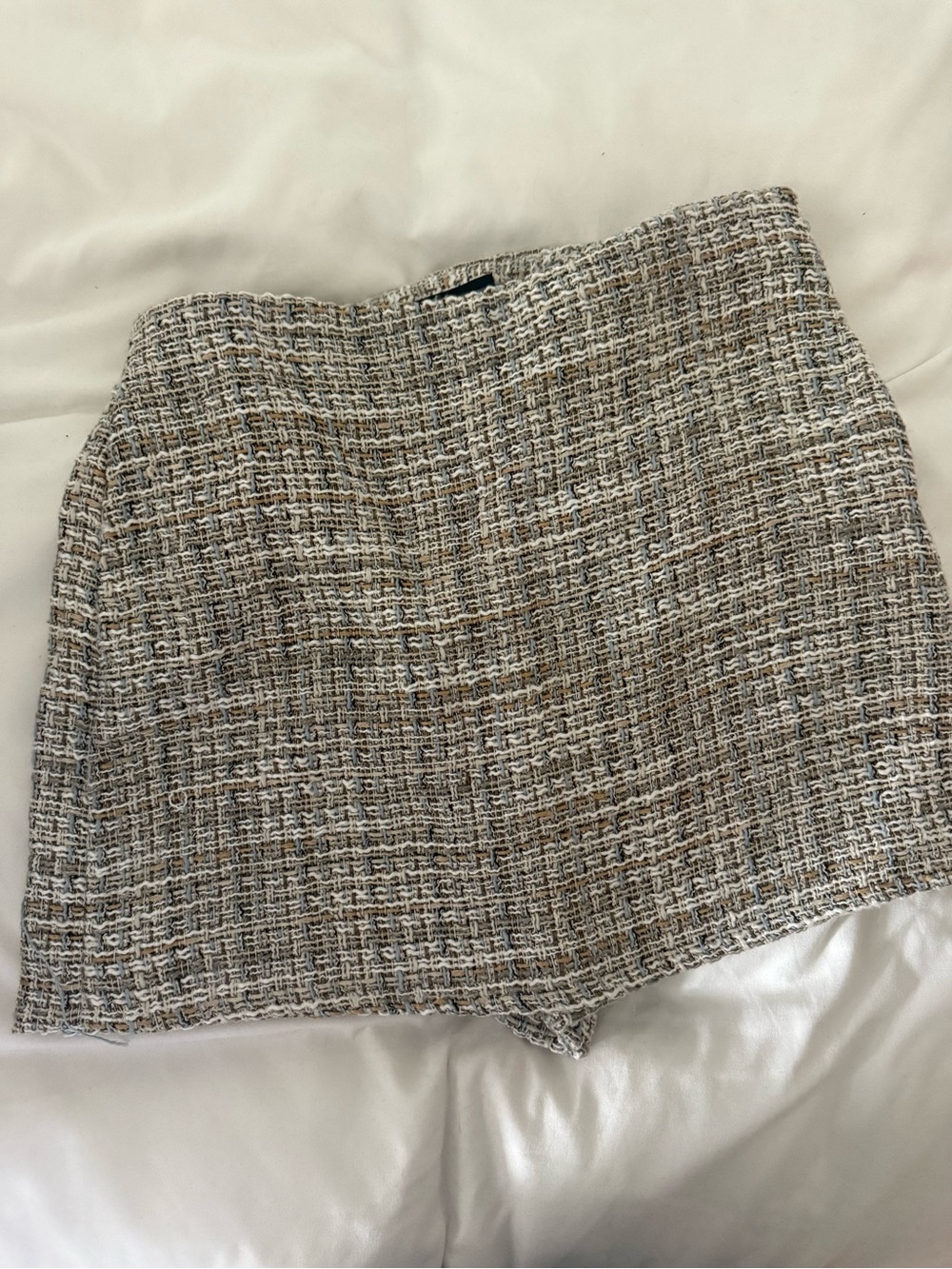 Zara Tweed Mini Skort in Beige and Ivory